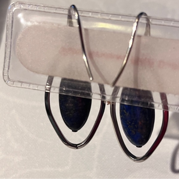 lapis lazuli earrings milor italy stainless steel hooks pierced - Picture 5 of 7